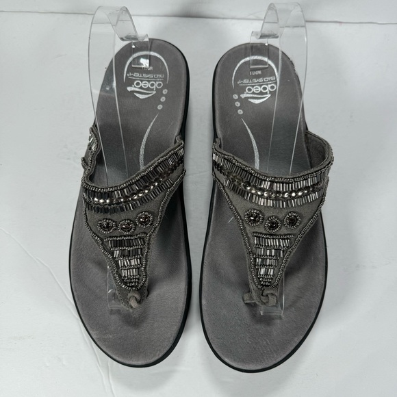 Abeo B.I.O. System Mystic Wedge Beaded Comfort Sandals Pewter Women’s Size 11 - Picture 2 of 11